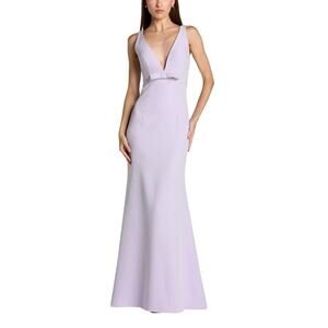 Mac Duggal 2371 Purple Evening Gown Sleeveless V-Neck Long Mermaid Dress Size 6